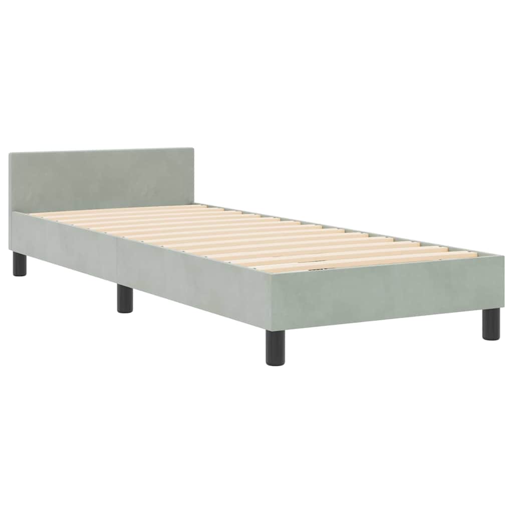 Boxspringbett mit Kopfteil Hellgrau 80 x 200 cm Samt