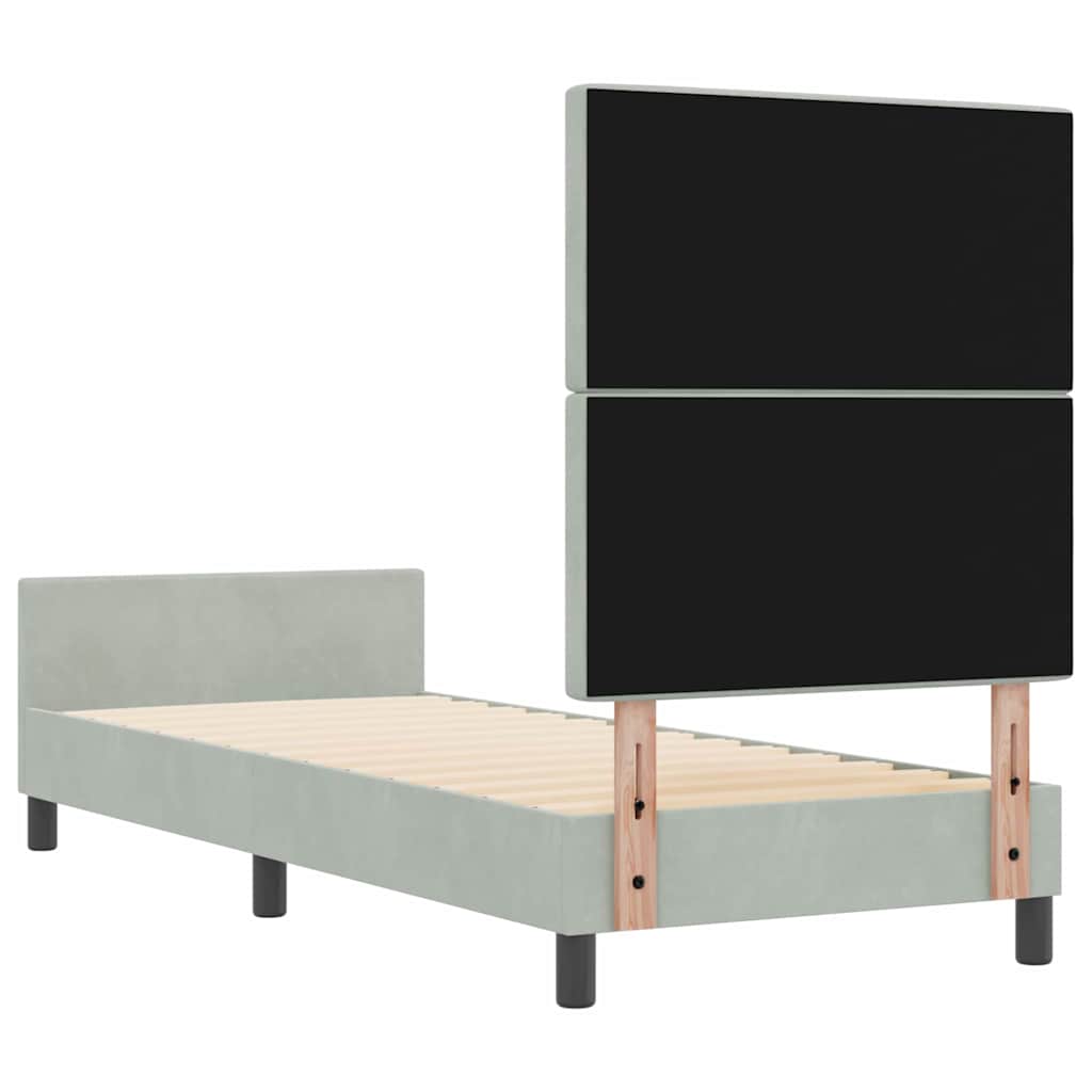 Boxspringbett mit Kopfteil Hellgrau 80 x 200 cm Samt