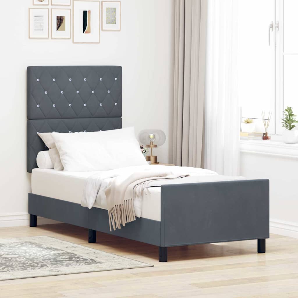Boxspringbett mit Kopfteil Dunkelgrau 80 x 200 cm Samt