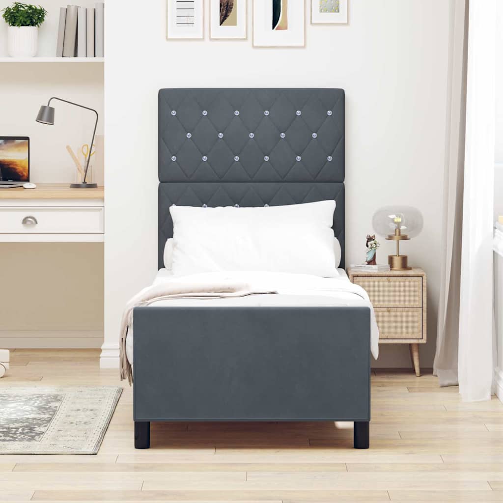 Boxspringbett mit Kopfteil Dunkelgrau 80 x 200 cm Samt