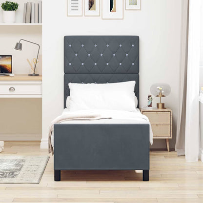 Boxspringbett mit Kopfteil Dunkelgrau 80 x 200 cm Samt