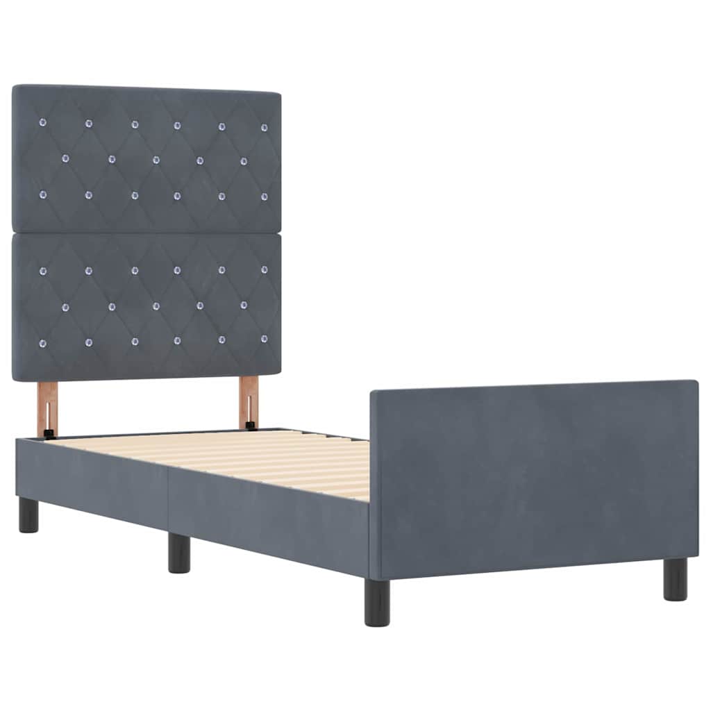 Boxspringbett mit Kopfteil Dunkelgrau 80 x 200 cm Samt