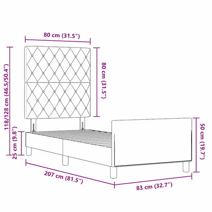 Boxspringbett mit Kopfteil Dunkelgrau 80 x 200 cm Samt