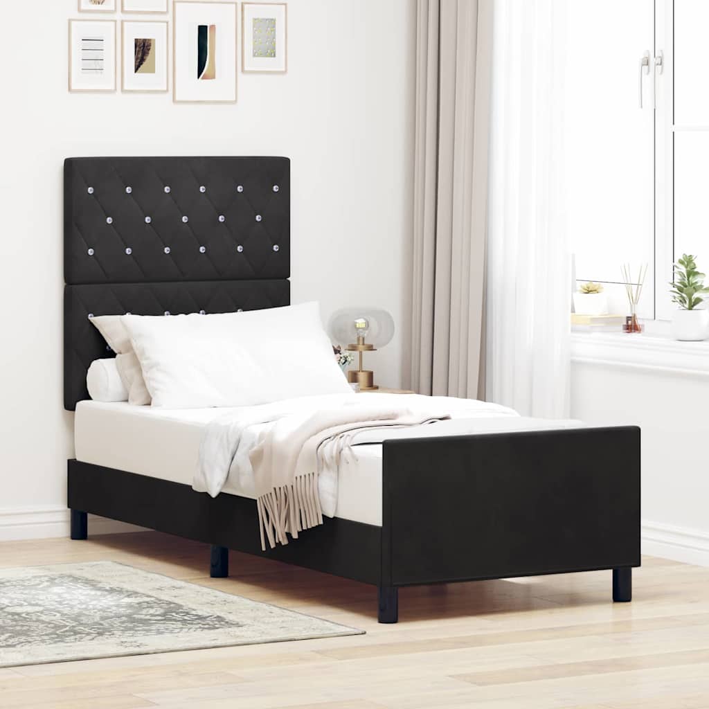 Boxspringbett mit Kopfteil Schwarz 80 x 200 cm Samt