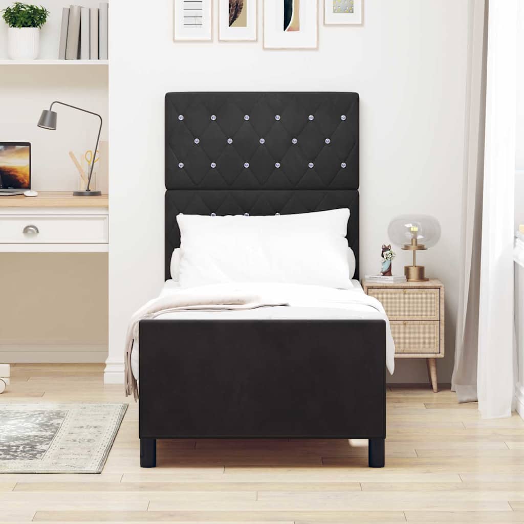 Boxspringbett mit Kopfteil Schwarz 80 x 200 cm Samt