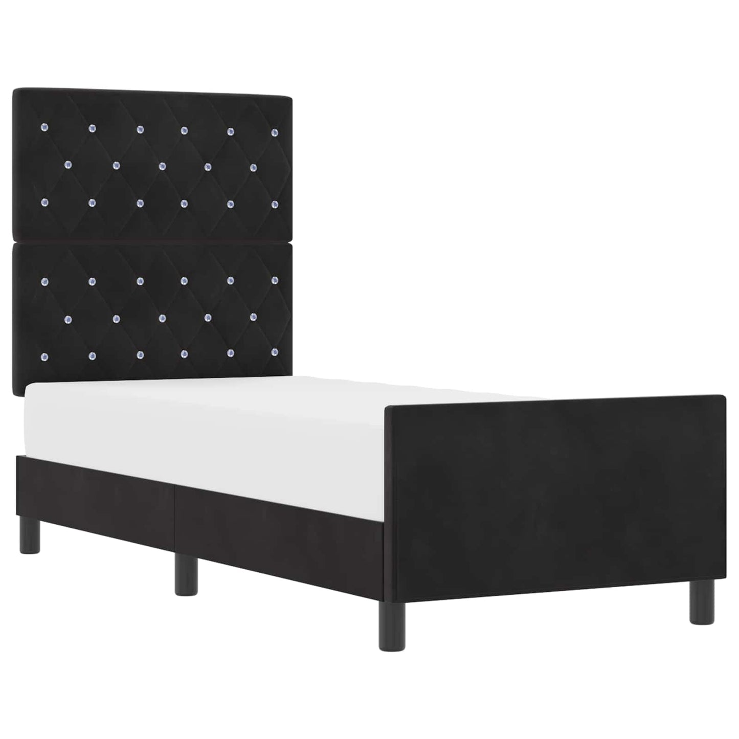 Boxspringbett mit Kopfteil Schwarz 80 x 200 cm Samt