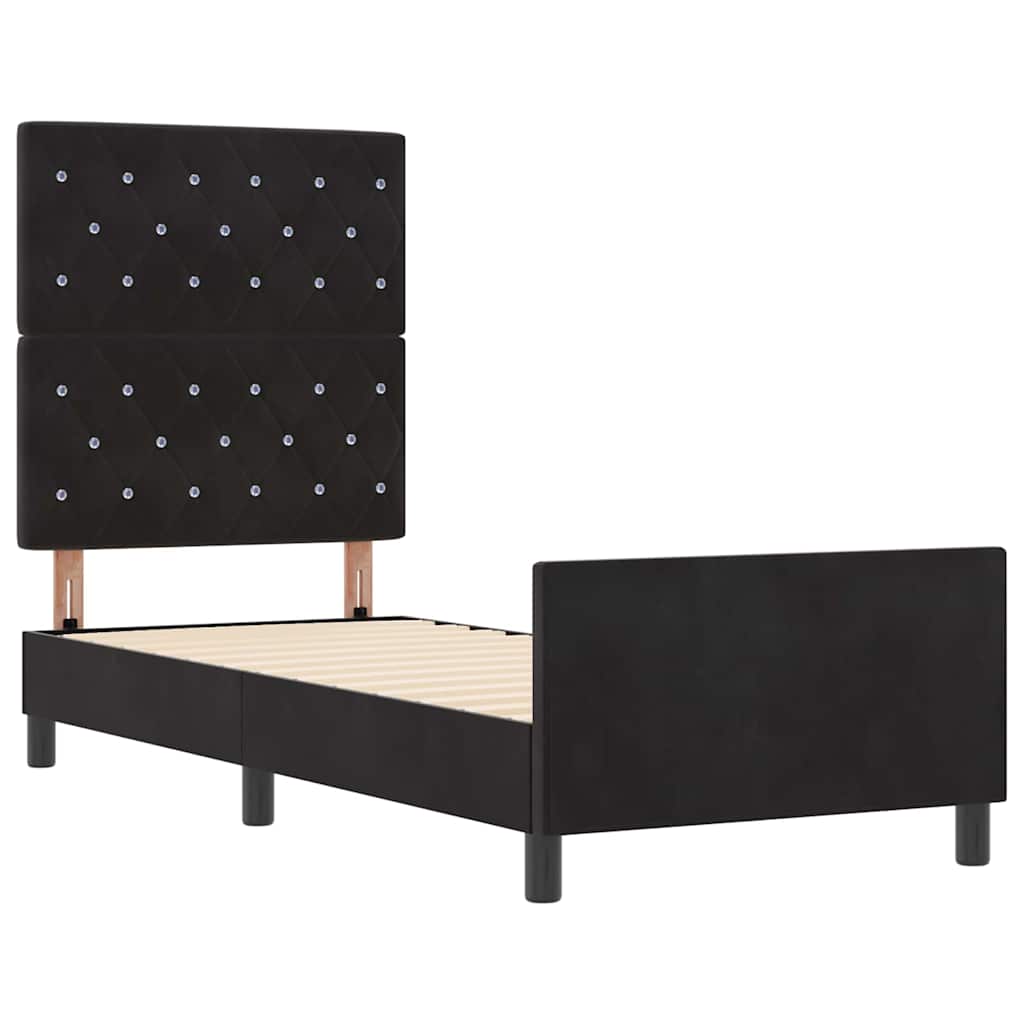 Boxspringbett mit Kopfteil Schwarz 80 x 200 cm Samt