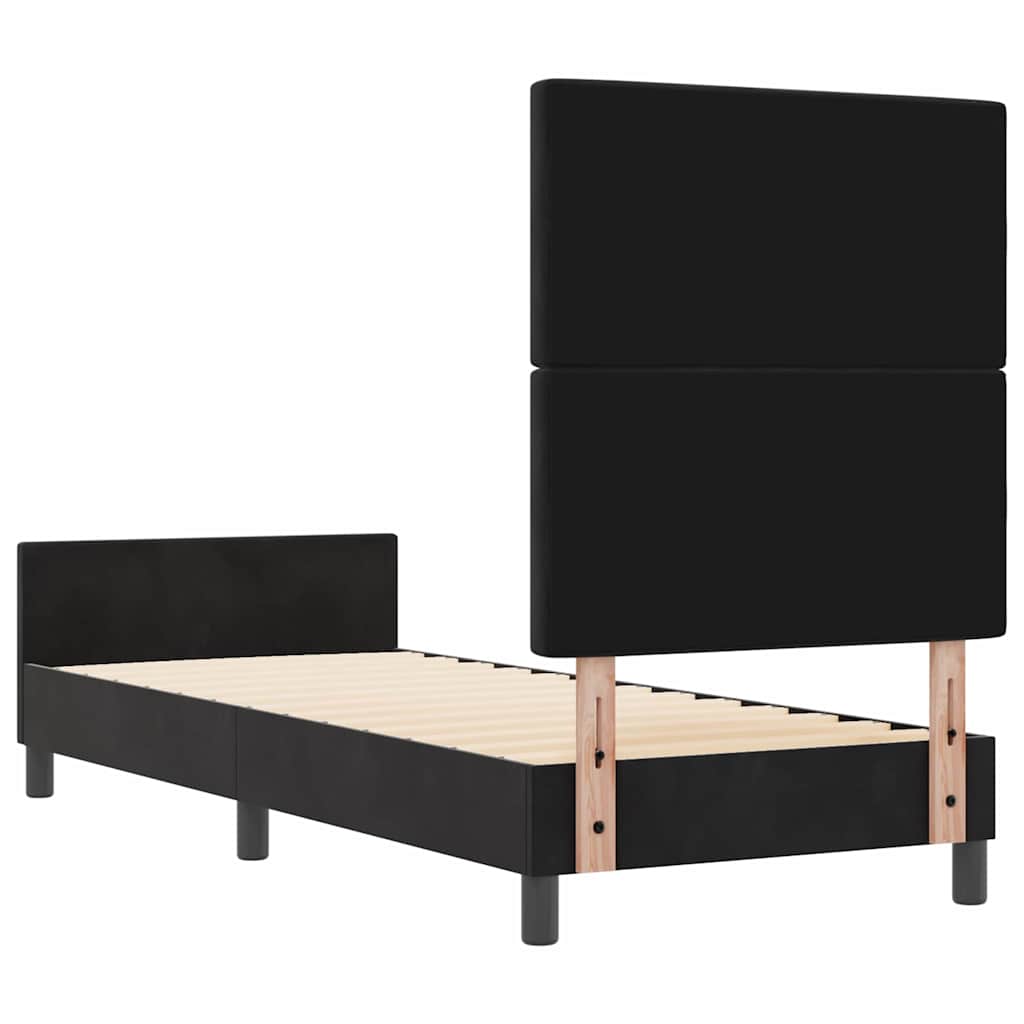 Boxspringbett mit Kopfteil Schwarz 80 x 200 cm Samt