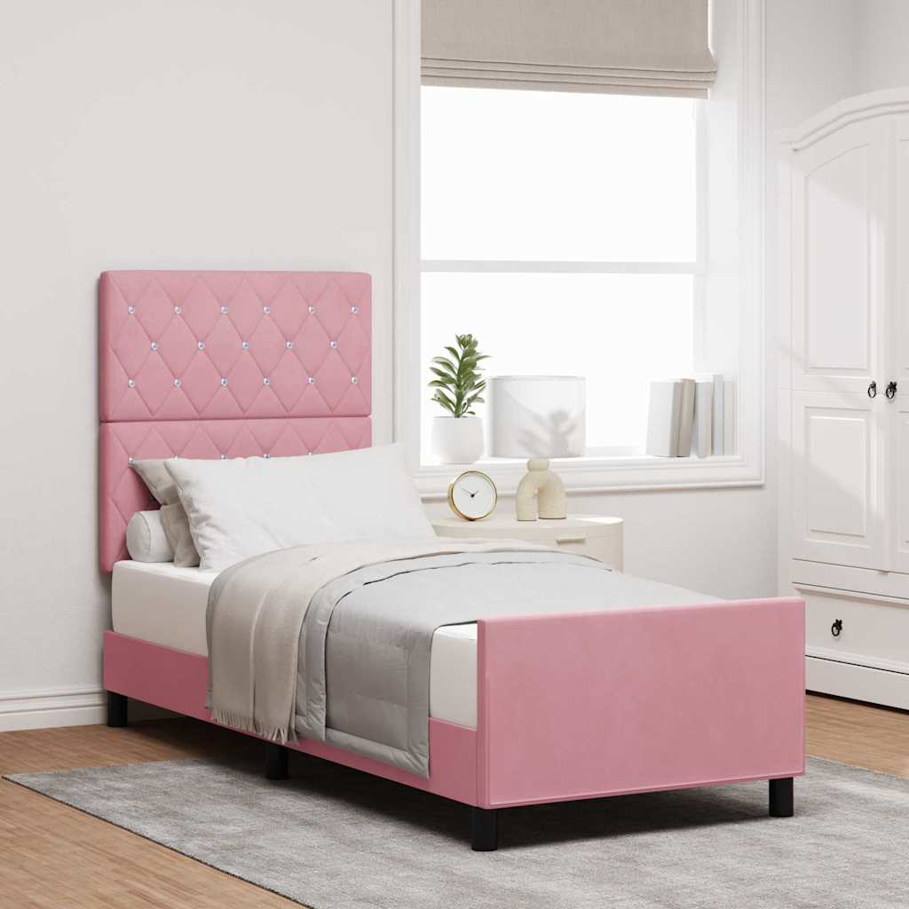 Boxspringbett mit Kopfteil Rosa 80 x 200 cm Samt