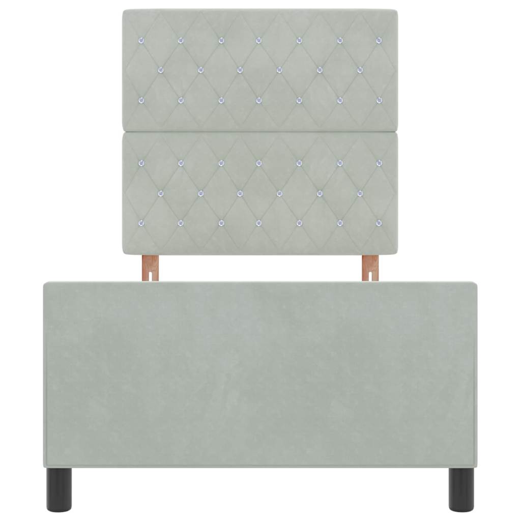 Boxspringbett mit Kopfteil Hellgrau 90 x 190 cm Samt