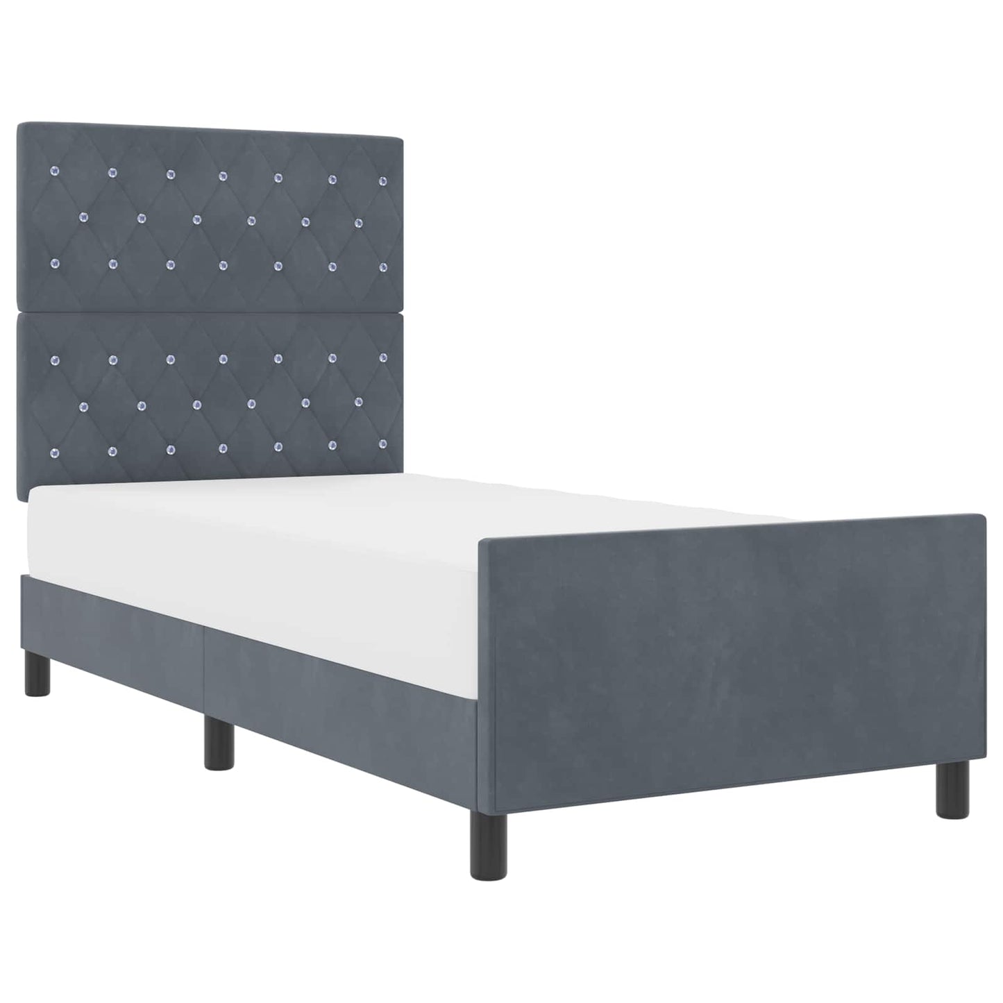 Boxspringbett mit Kopfteil Dunkelgrau 90 x 200 cm Samt