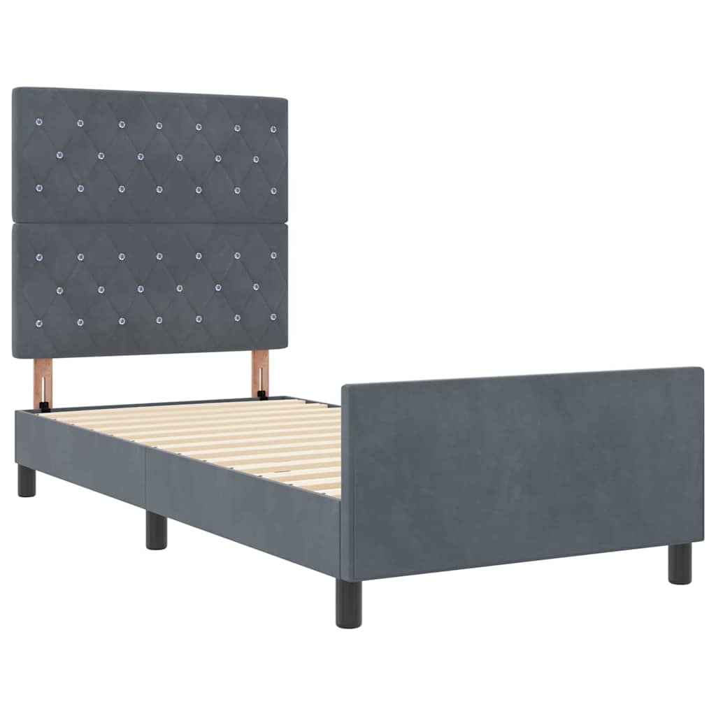 Boxspringbett mit Kopfteil Dunkelgrau 90 x 200 cm Samt