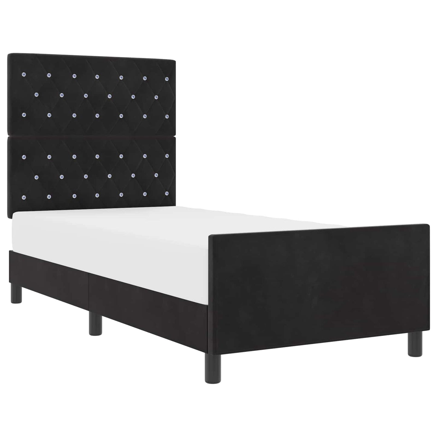 Boxspringbett mit Kopfteil Schwarz 90 x 200 cm Samt