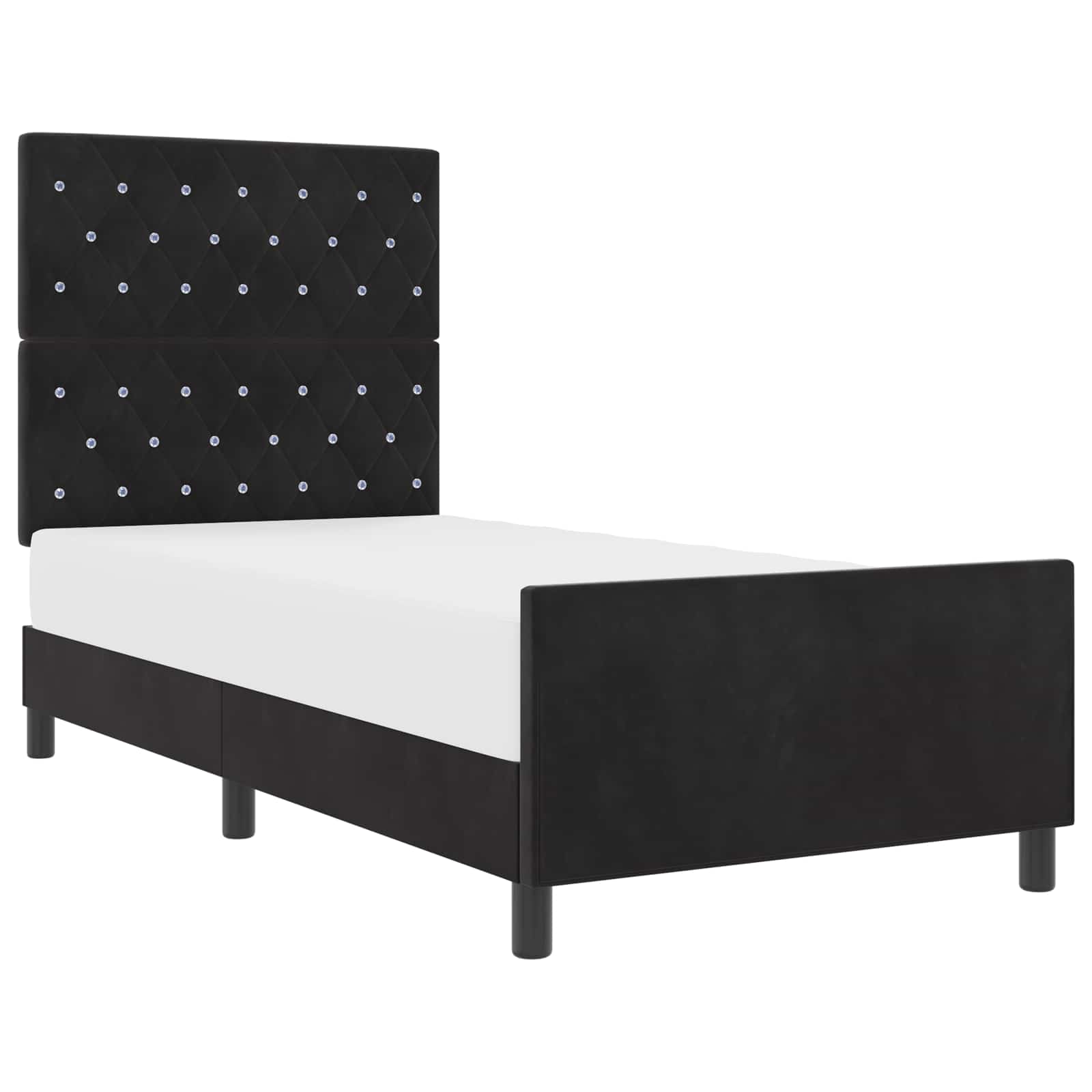 Boxspringbett mit Kopfteil Schwarz 90 x 200 cm Samt