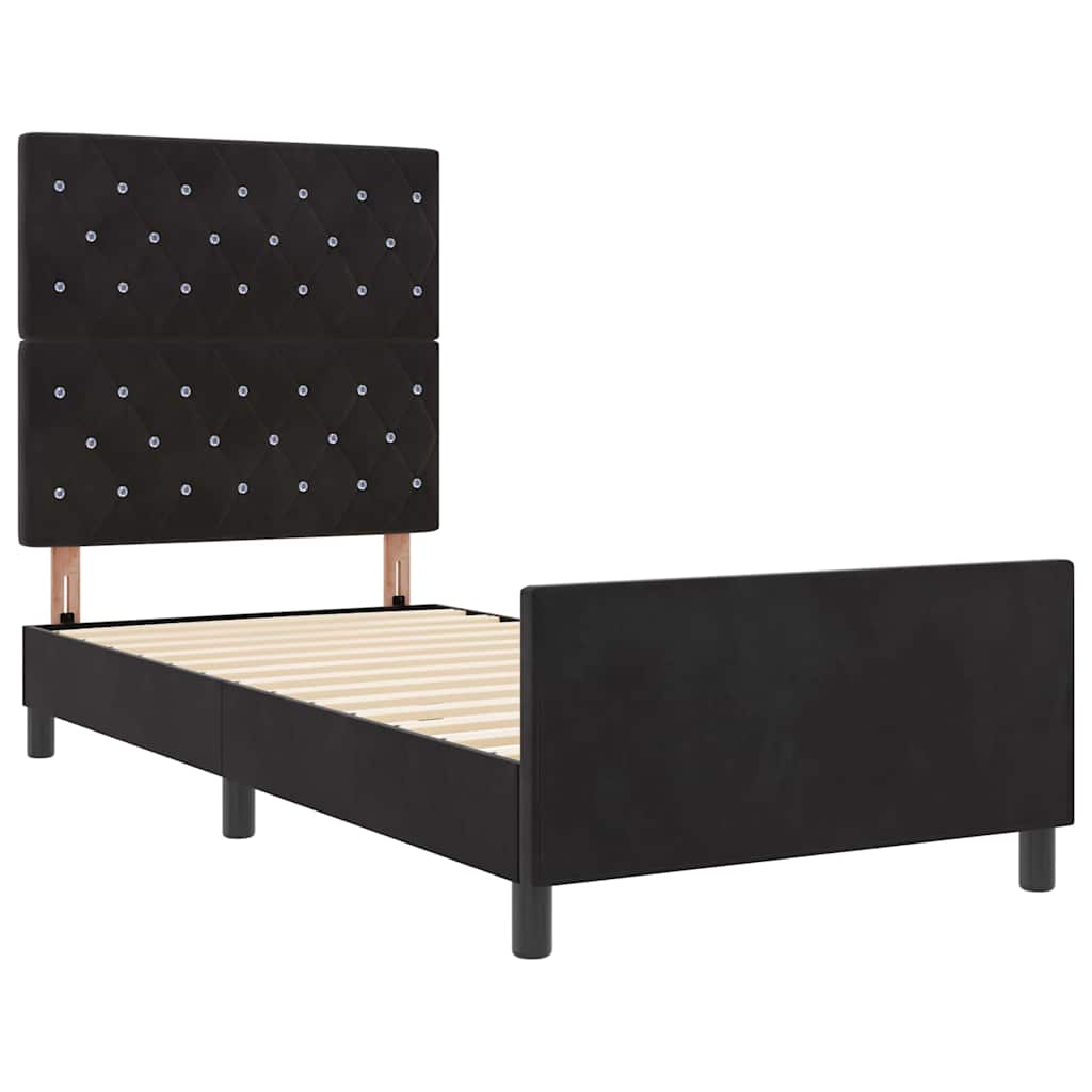 Boxspringbett mit Kopfteil Schwarz 90 x 200 cm Samt