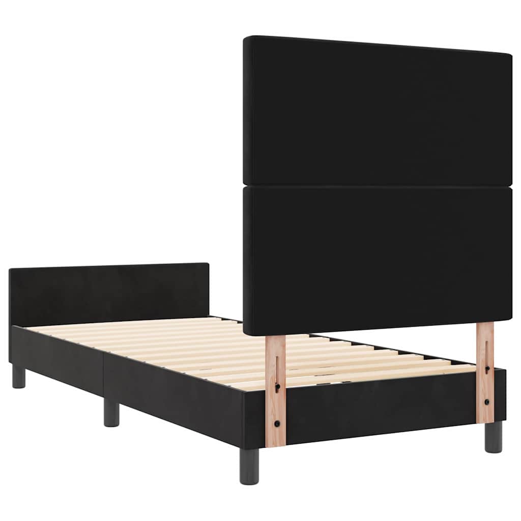 Boxspringbett mit Kopfteil Schwarz 90 x 200 cm Samt