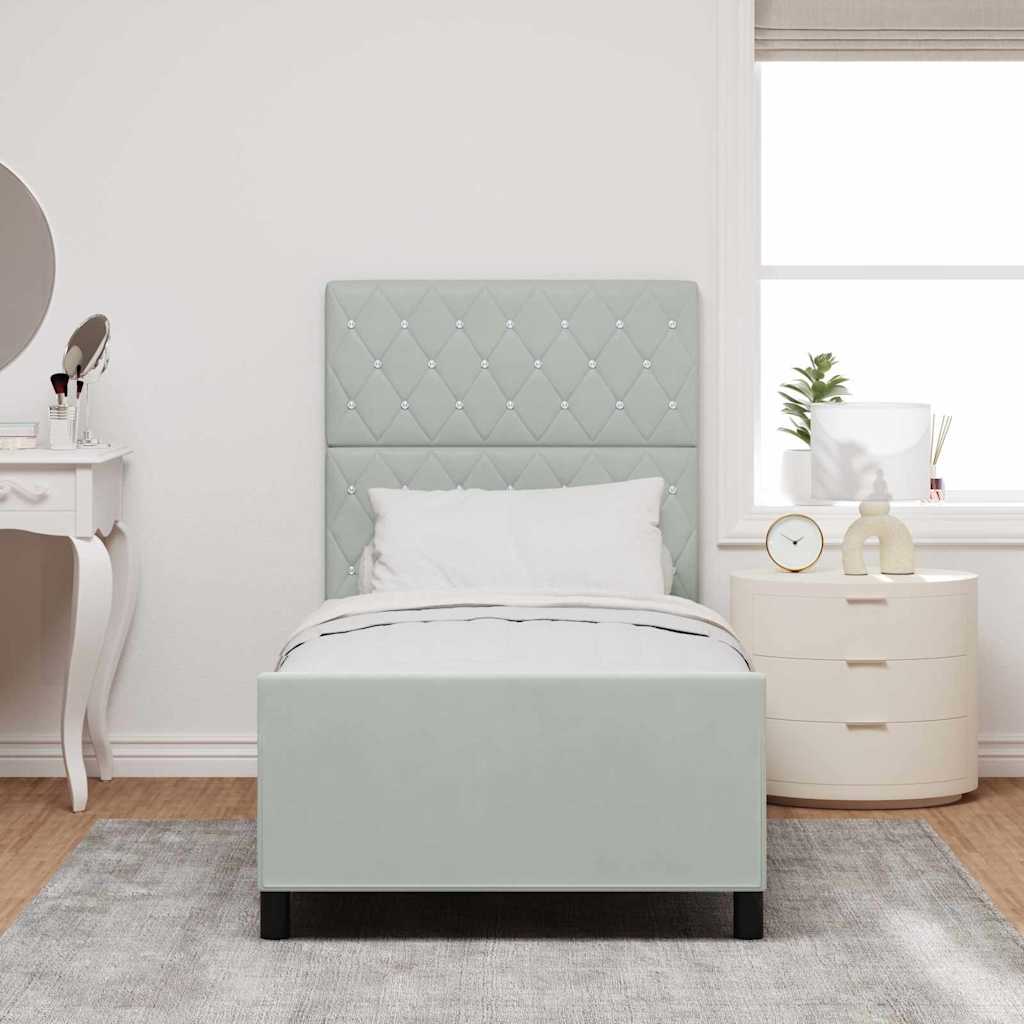Boxspringbett mit Kopfteil Hellgrau 100 x 200 cm Samt