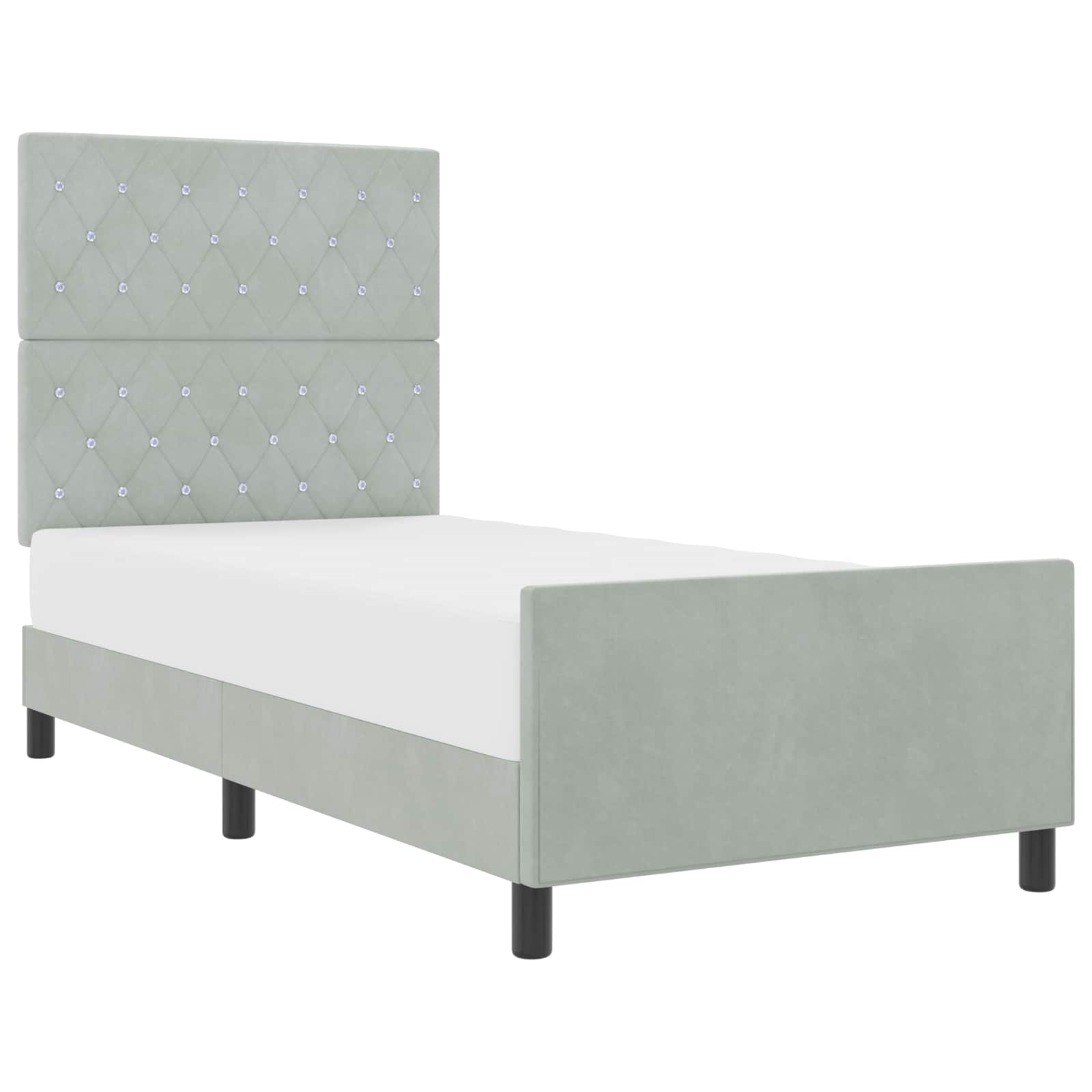 Boxspringbett mit Kopfteil Hellgrau 100 x 200 cm Samt