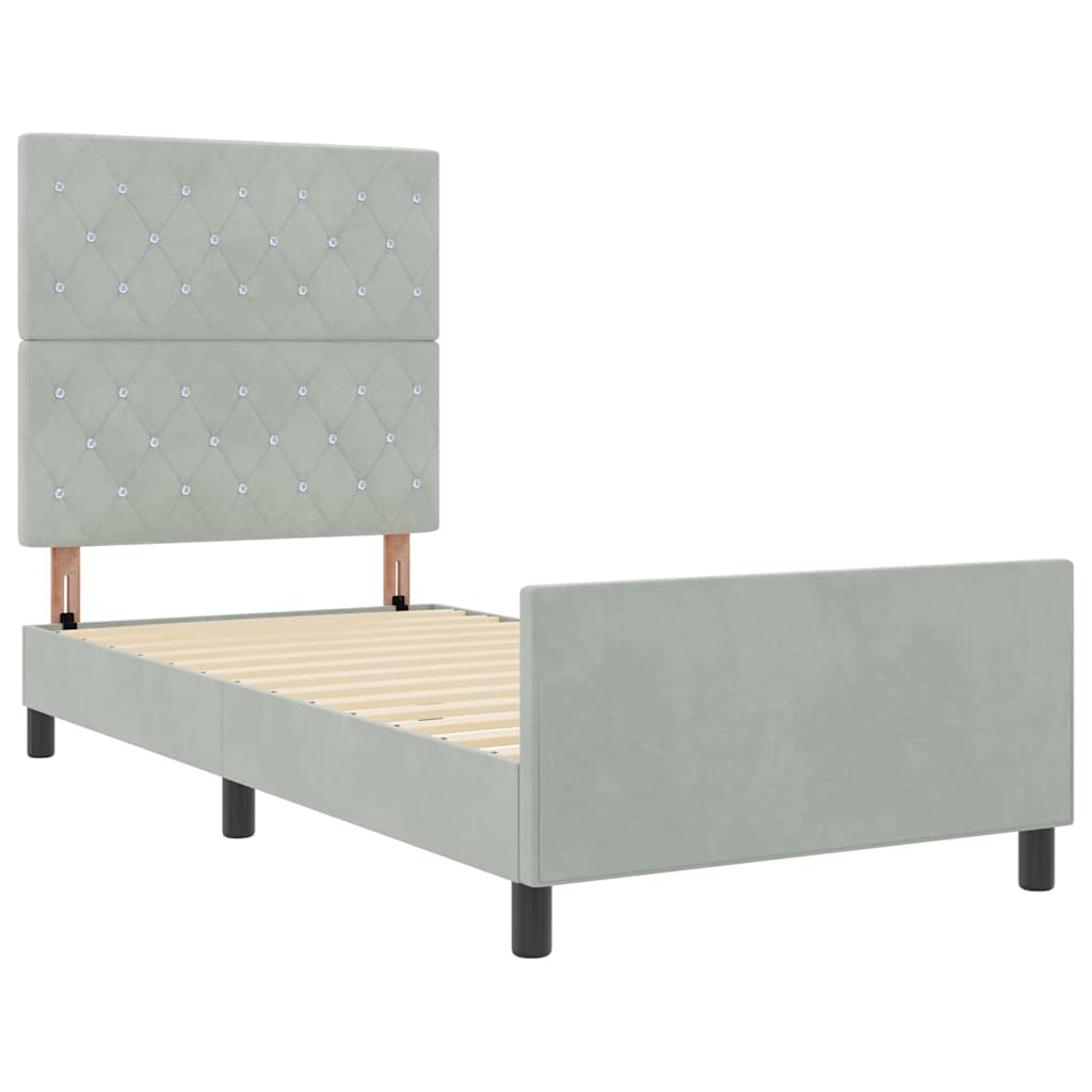 Boxspringbett mit Kopfteil Hellgrau 100 x 200 cm Samt