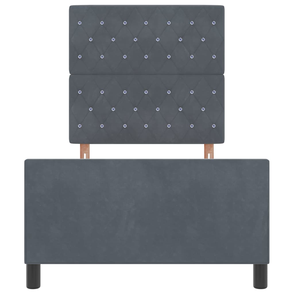 Boxspringbett mit Kopfteil Dunkelgrau 100 x 200 cm Samt