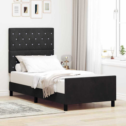 Boxspringbett mit Kopfteil Schwarz 100 x 200 cm Samt