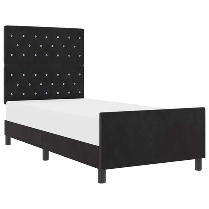 Boxspringbett mit Kopfteil Schwarz 100 x 200 cm Samt
