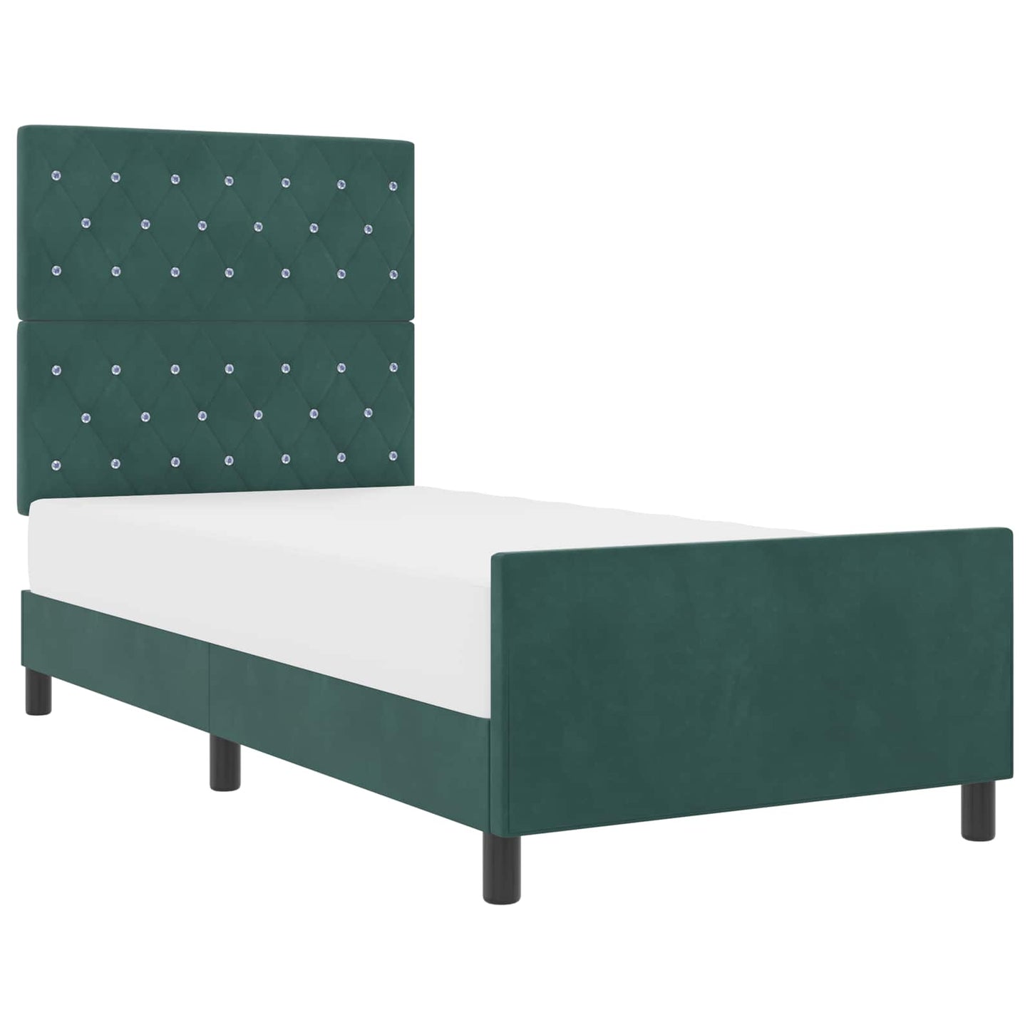 Boxspringbett mit Kopfteil Dunkelgrün 100 x 200 cm Samt