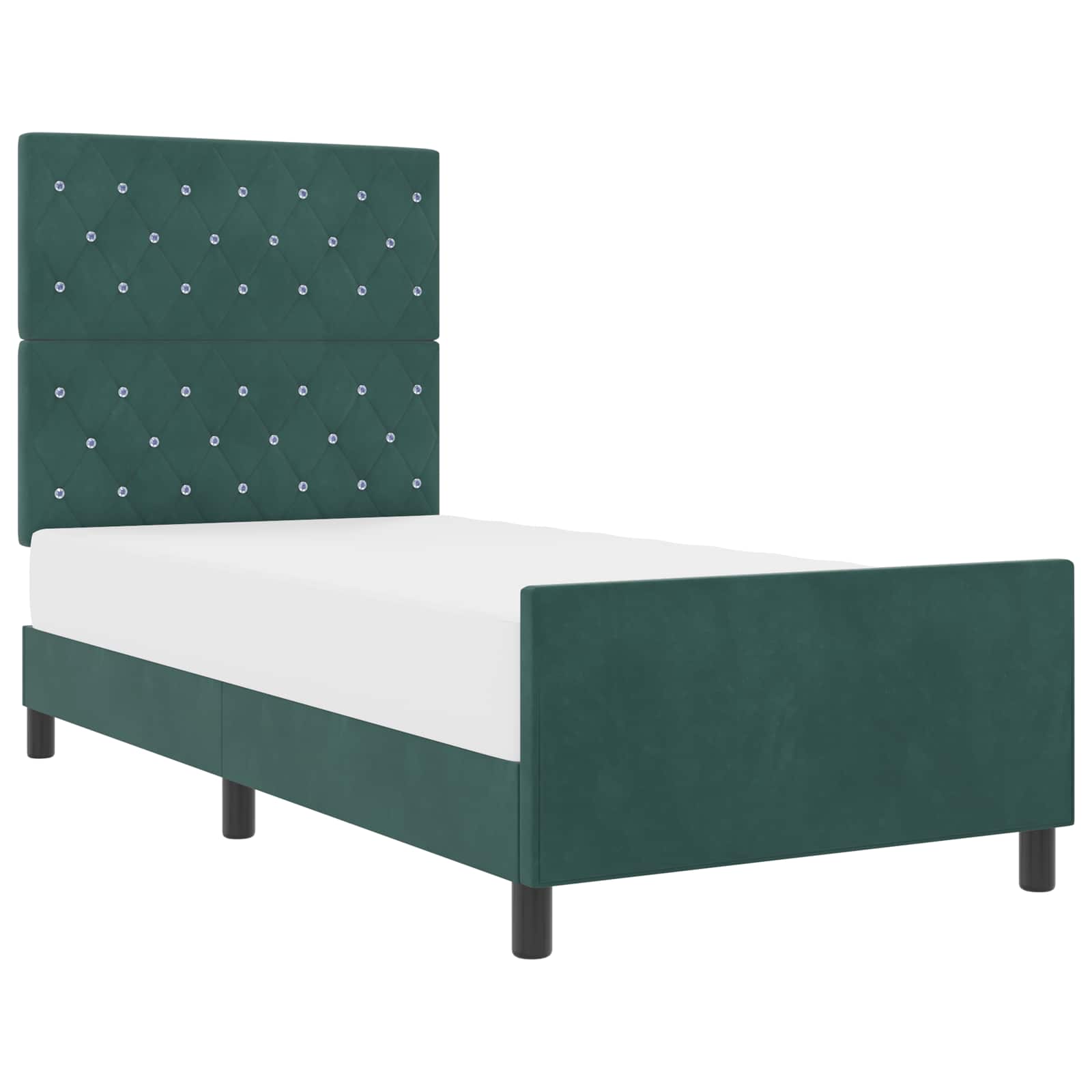 Boxspringbett mit Kopfteil Dunkelgrün 100 x 200 cm Samt