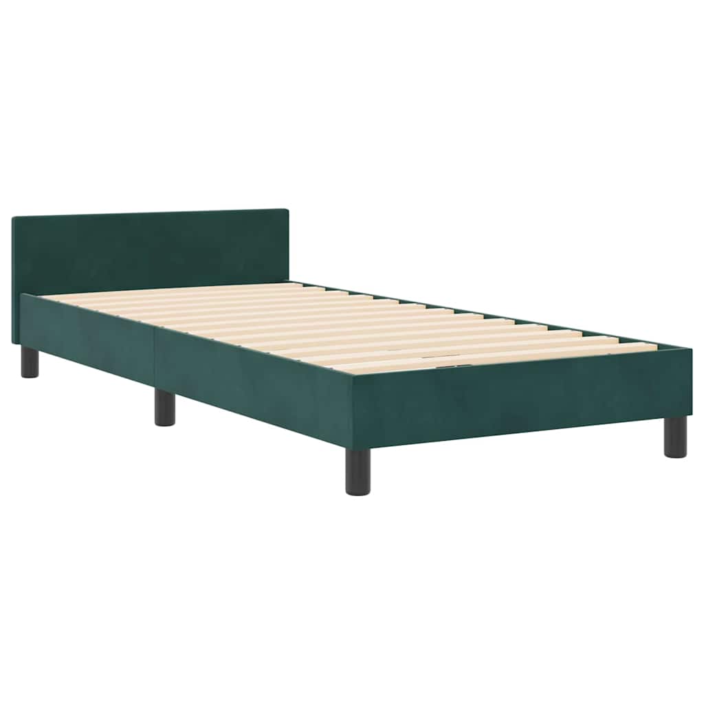 Boxspringbett mit Kopfteil Dunkelgrün 100 x 200 cm Samt