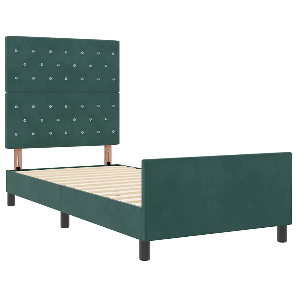Boxspringbett mit Kopfteil Dunkelgrün 100 x 200 cm Samt