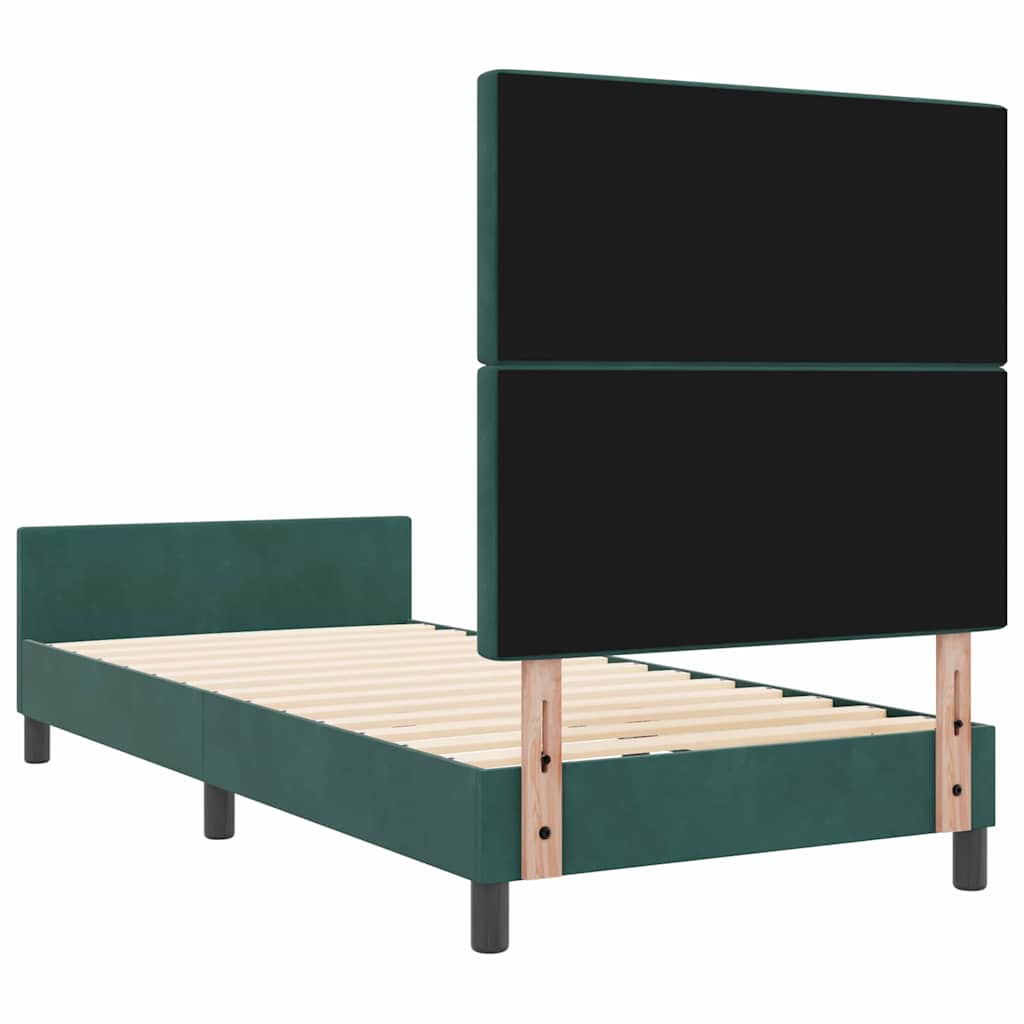 Boxspringbett mit Kopfteil Dunkelgrün 100 x 200 cm Samt