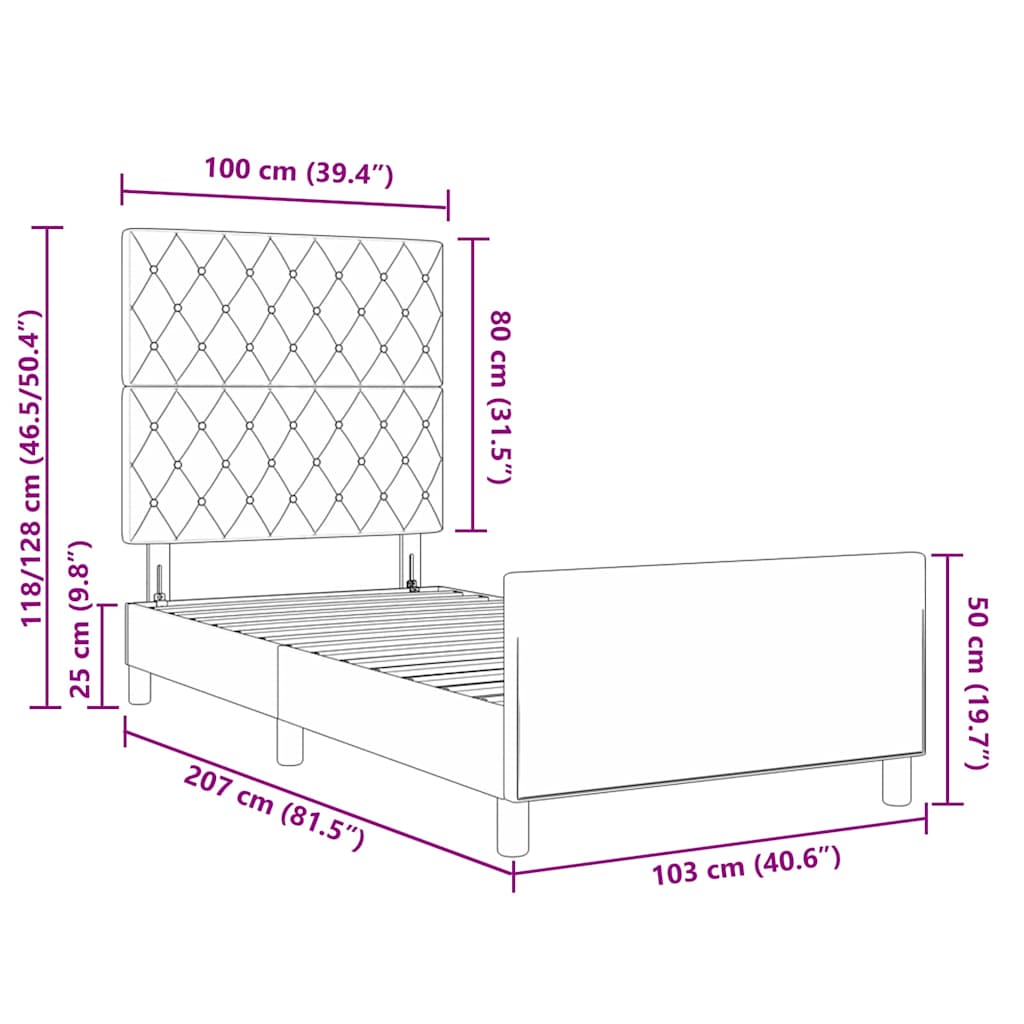 Boxspringbett mit Kopfteil Dunkelgrün 100 x 200 cm Samt