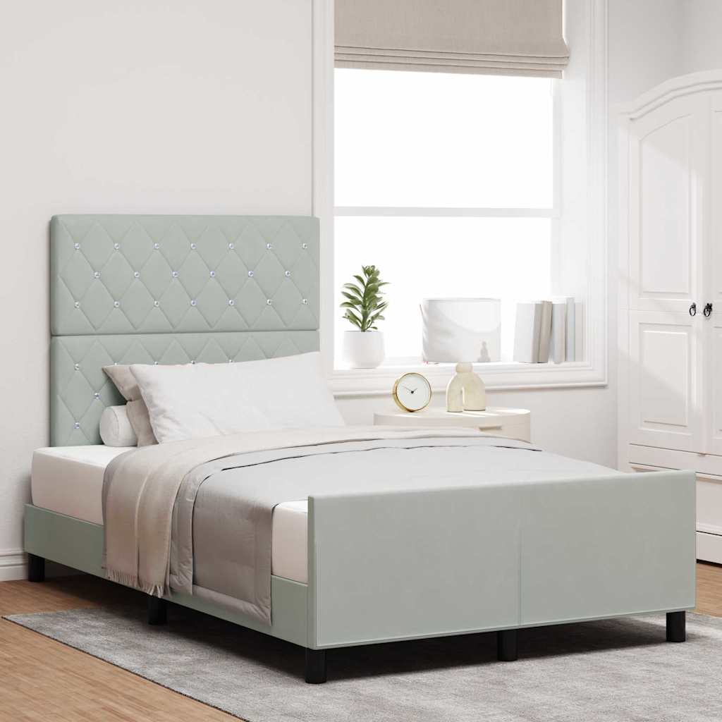 Boxspringbett mit Kopfteil Hellgrau 120 x 200 cm Samt