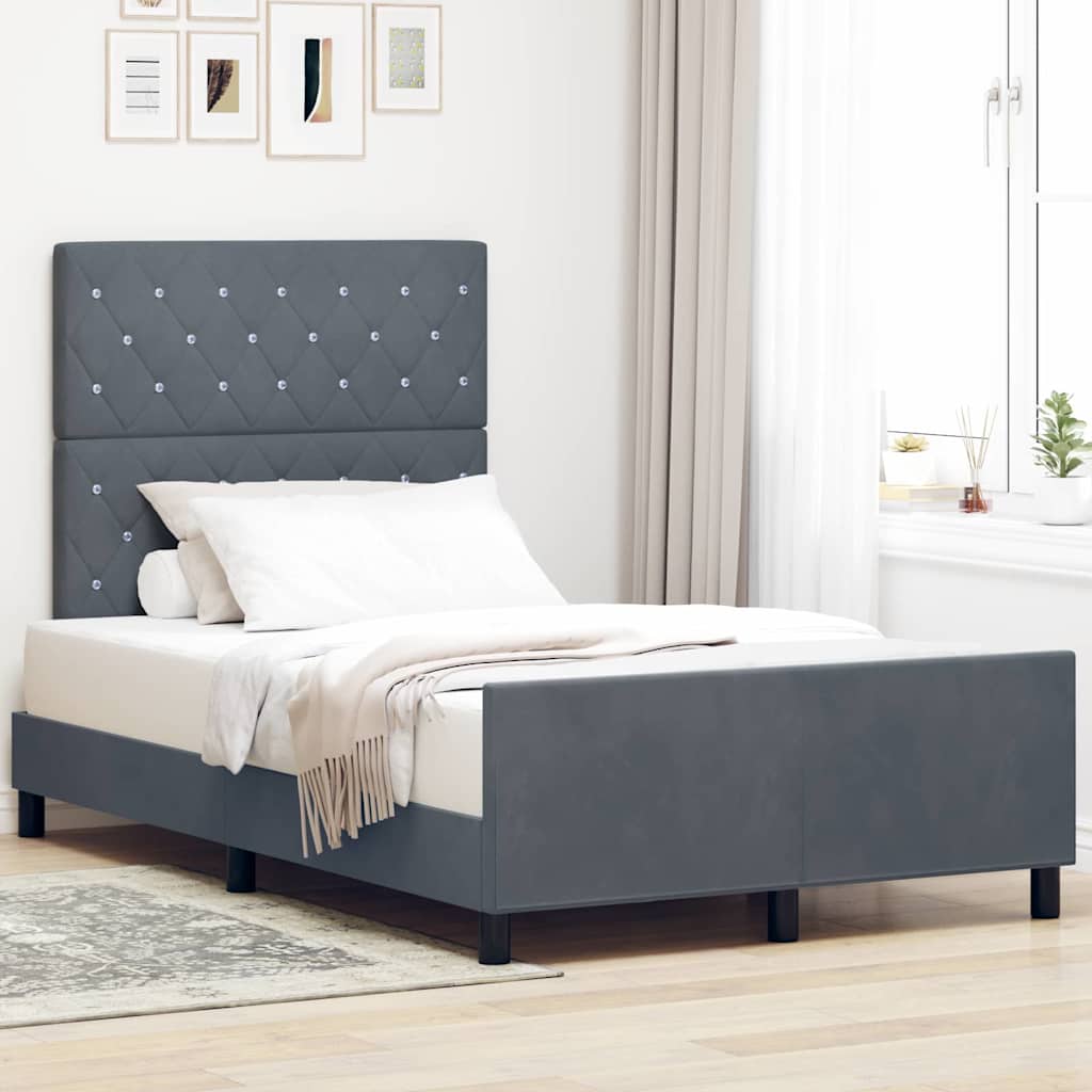 Boxspringbett mit Kopfteil Dunkelgrau 120 x 200 cm Samt