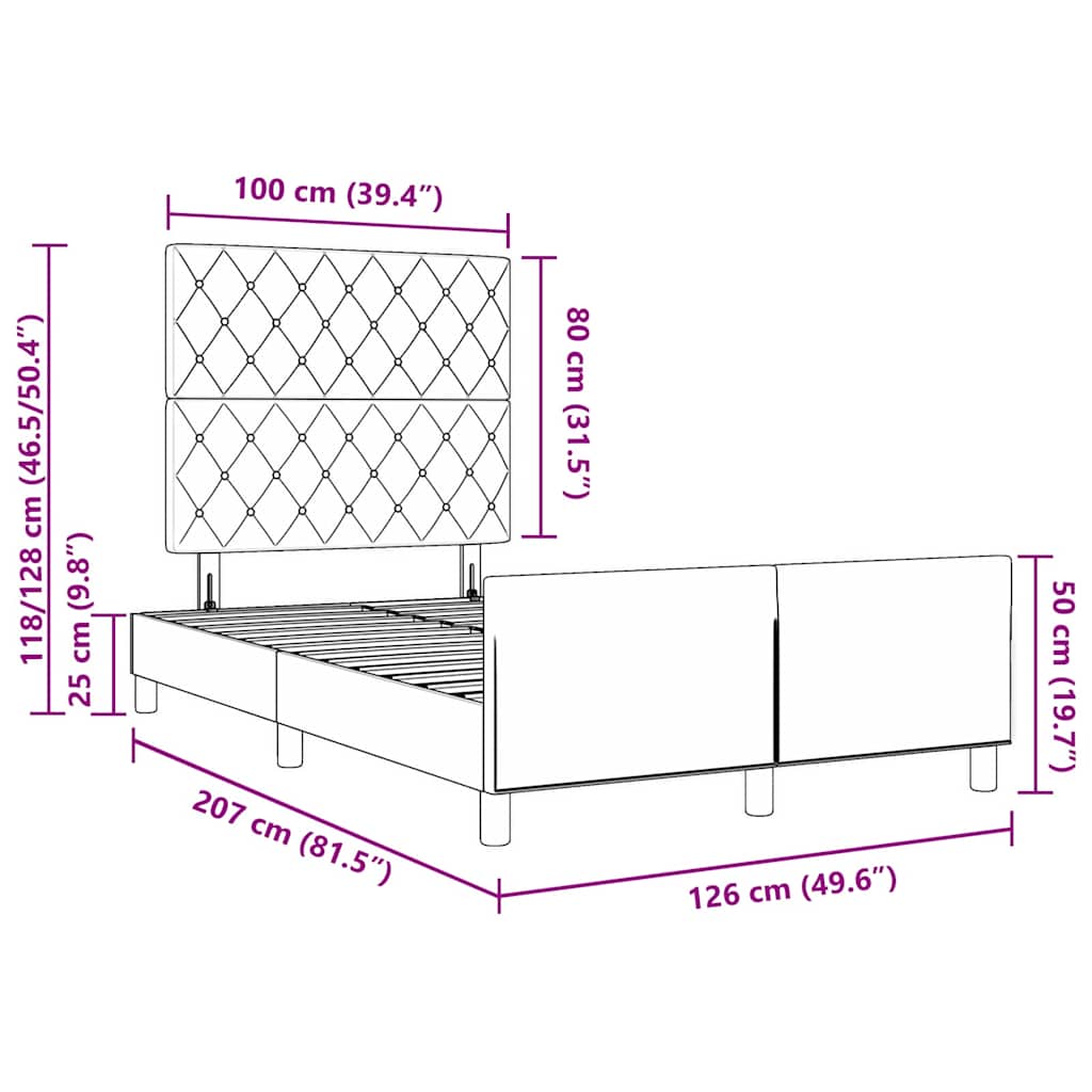 Boxspringbett mit Kopfteil Dunkelgrau 120 x 200 cm Samt
