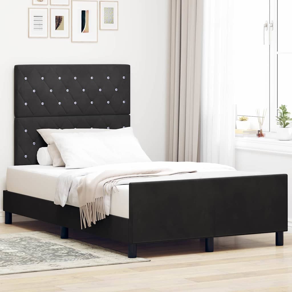 Boxspringbett mit Kopfteil Schwarz 120 x 200 cm Samt