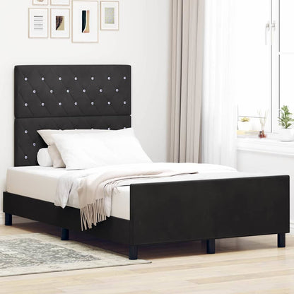 Boxspringbett mit Kopfteil Schwarz 120 x 200 cm Samt