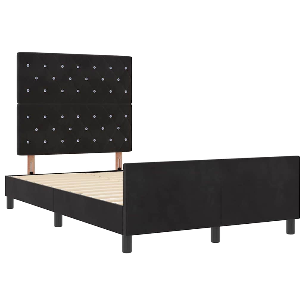 Boxspringbett mit Kopfteil Schwarz 120 x 200 cm Samt