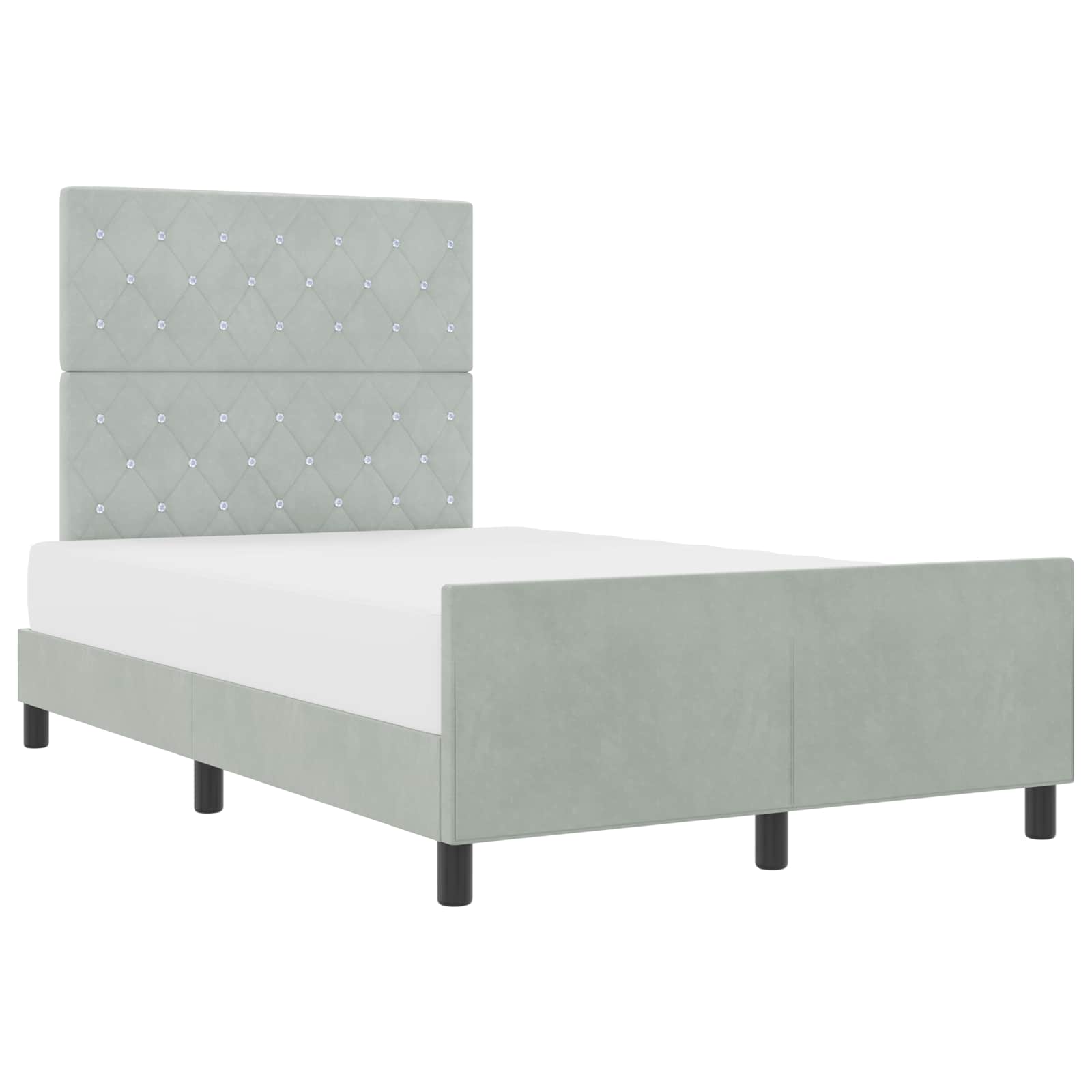 Boxspringbett mit Kopfteil Hellgrau 120 x 200 cm Samt
