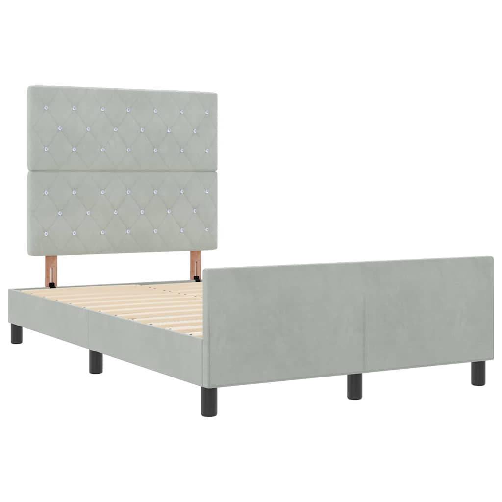 Boxspringbett mit Kopfteil Hellgrau 120 x 200 cm Samt