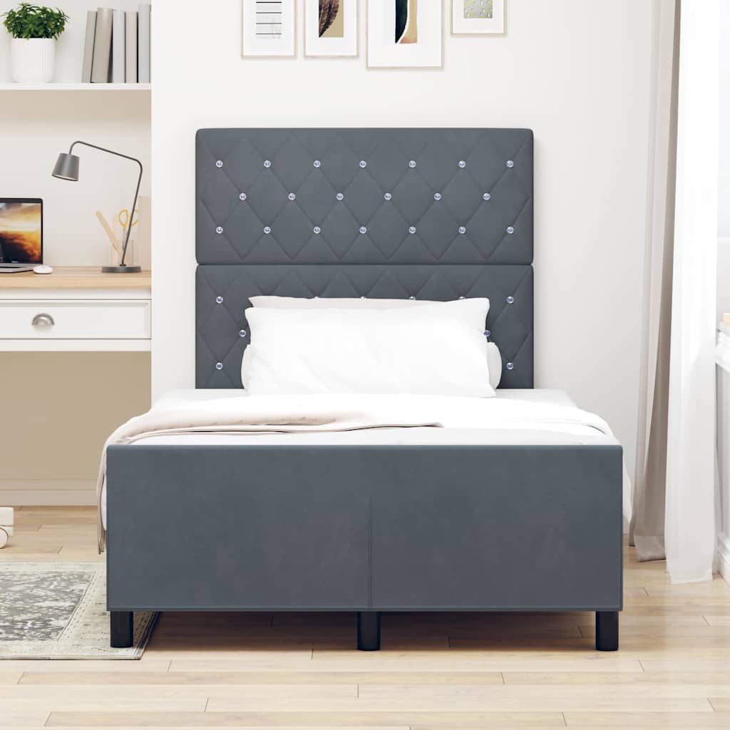 Boxspringbett mit Kopfteil Dunkelgrau 120 x 200 cm Samt