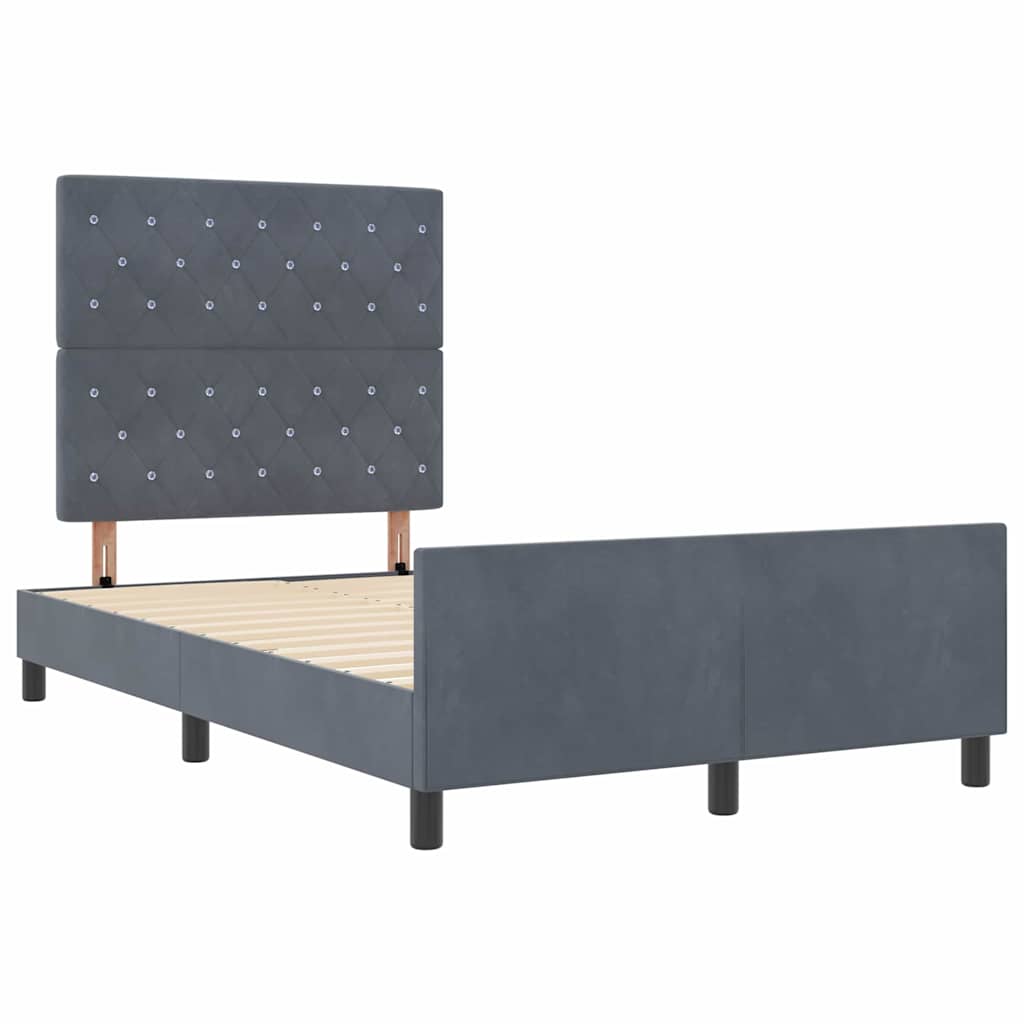 Boxspringbett mit Kopfteil Dunkelgrau 120 x 200 cm Samt