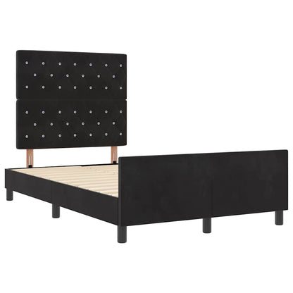 Boxspringbett mit Kopfteil Schwarz 120 x 200 cm Samt