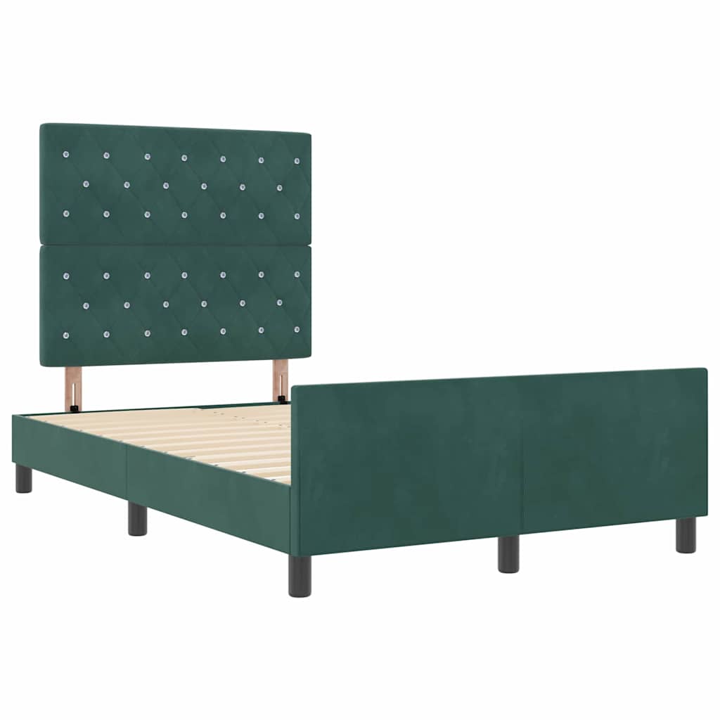 Boxspringbett mit Kopfteil Dunkelgrün 120 x 200 cm Samt