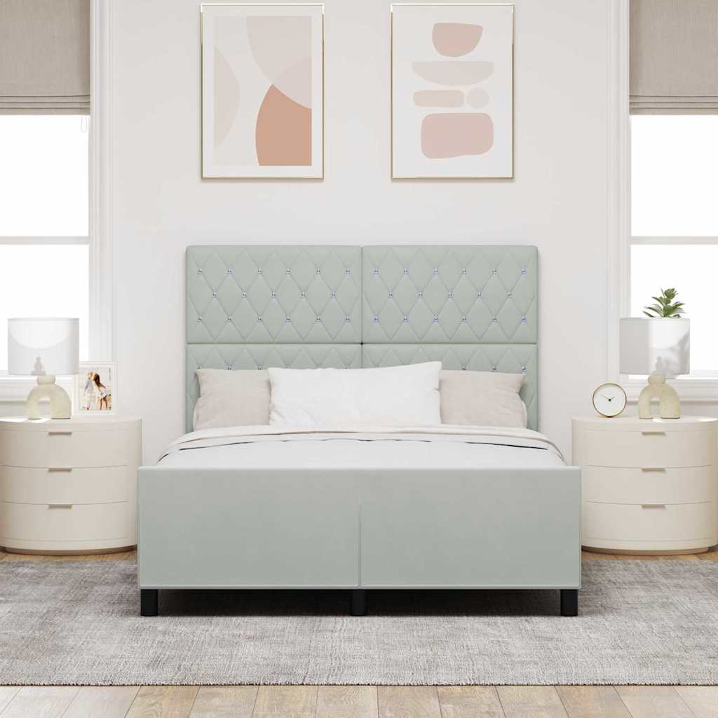 Boxspringbett mit Kopfteil Hellgrau 140 x 190 cm Samt