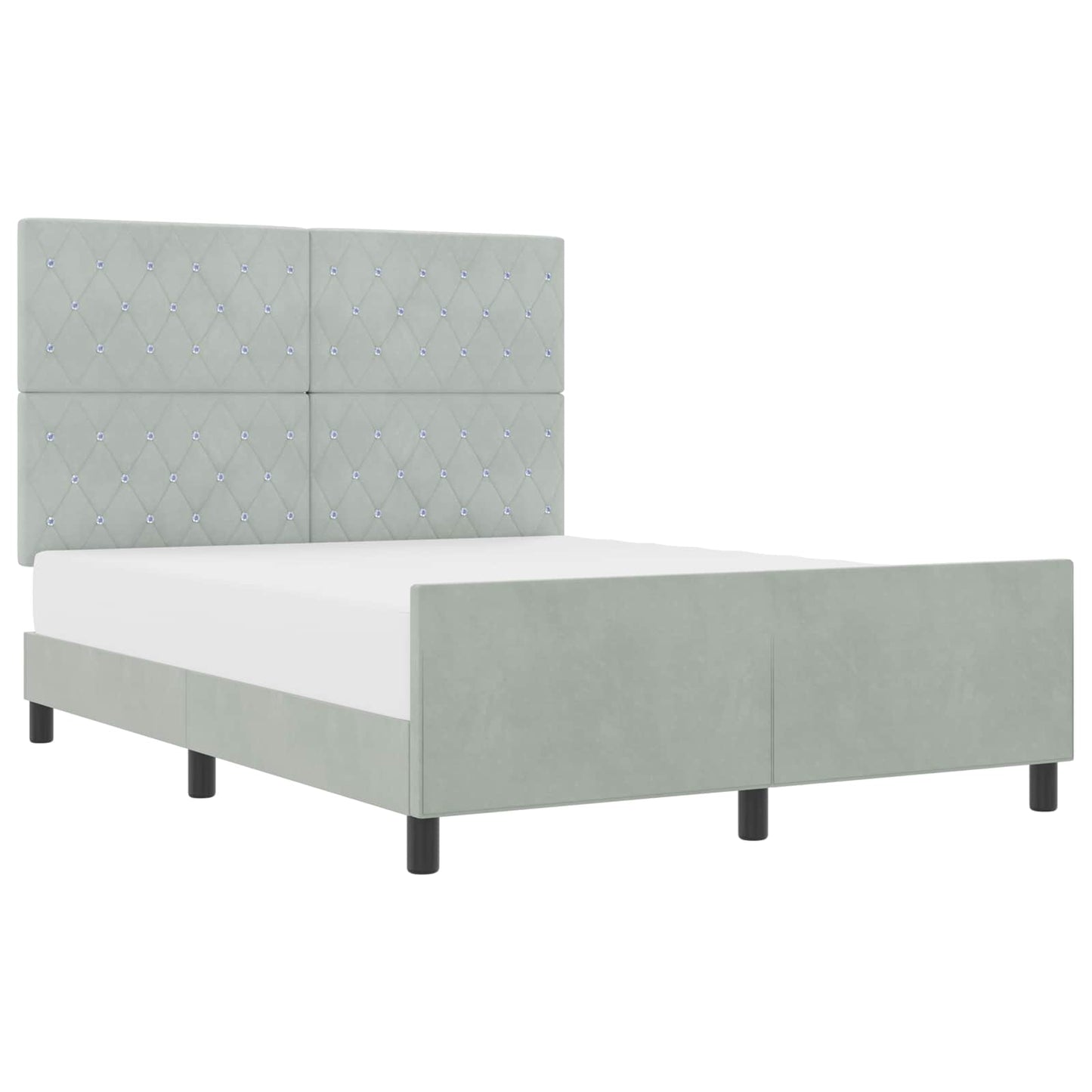 Boxspringbett mit Kopfteil Hellgrau 140 x 190 cm Samt