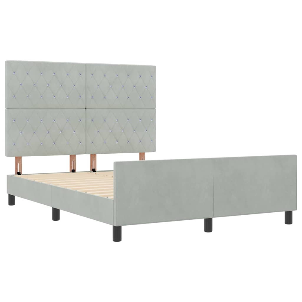 Boxspringbett mit Kopfteil Hellgrau 140 x 190 cm Samt