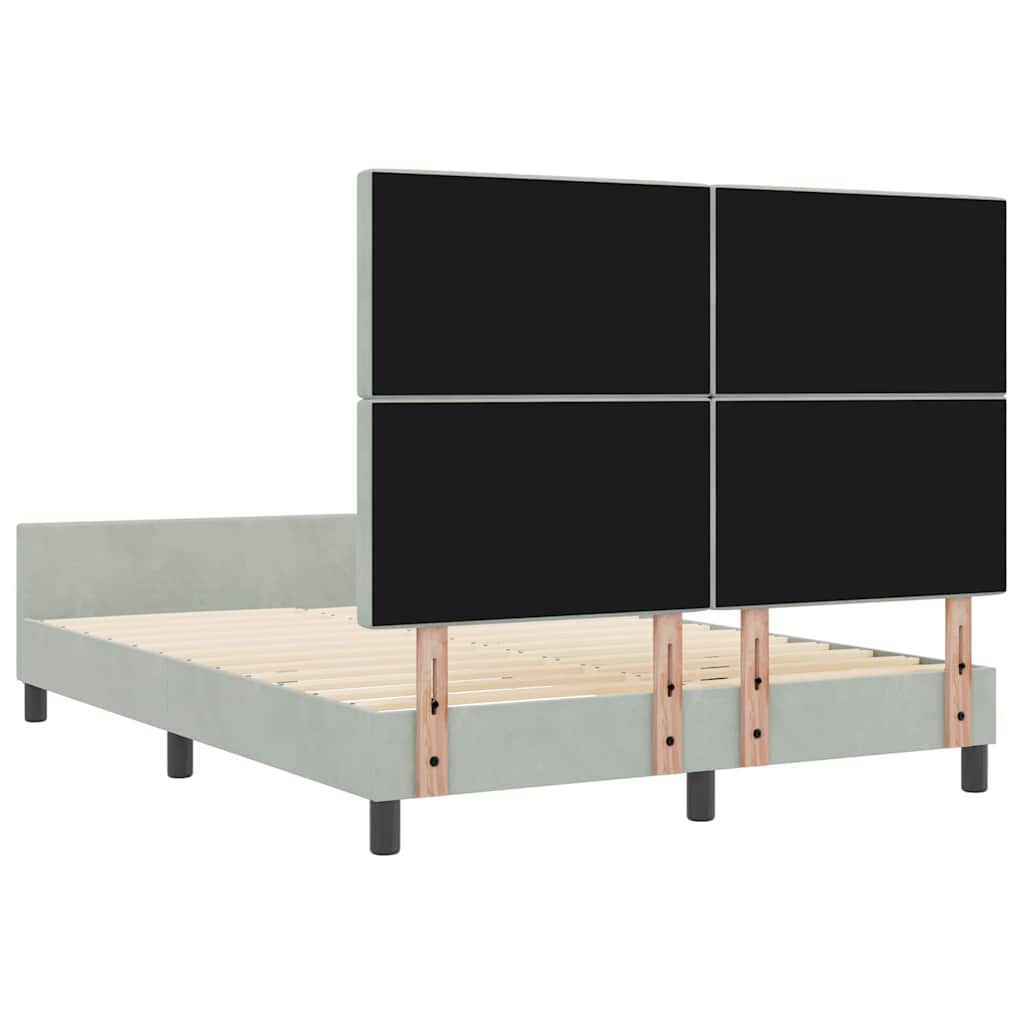 Boxspringbett mit Kopfteil Hellgrau 140 x 190 cm Samt