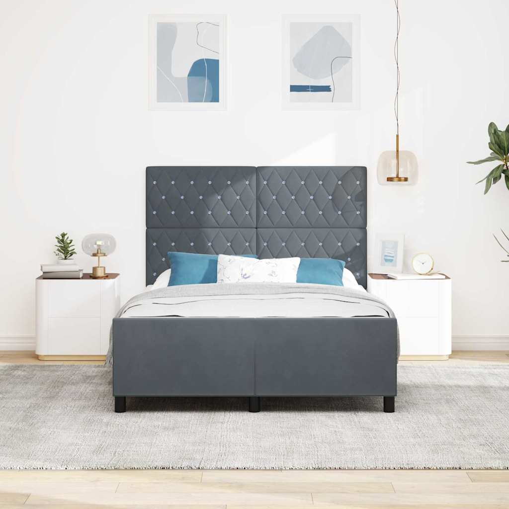 Boxspringbett mit Kopfteil Dunkelgrau 140 x 190 cm Samt