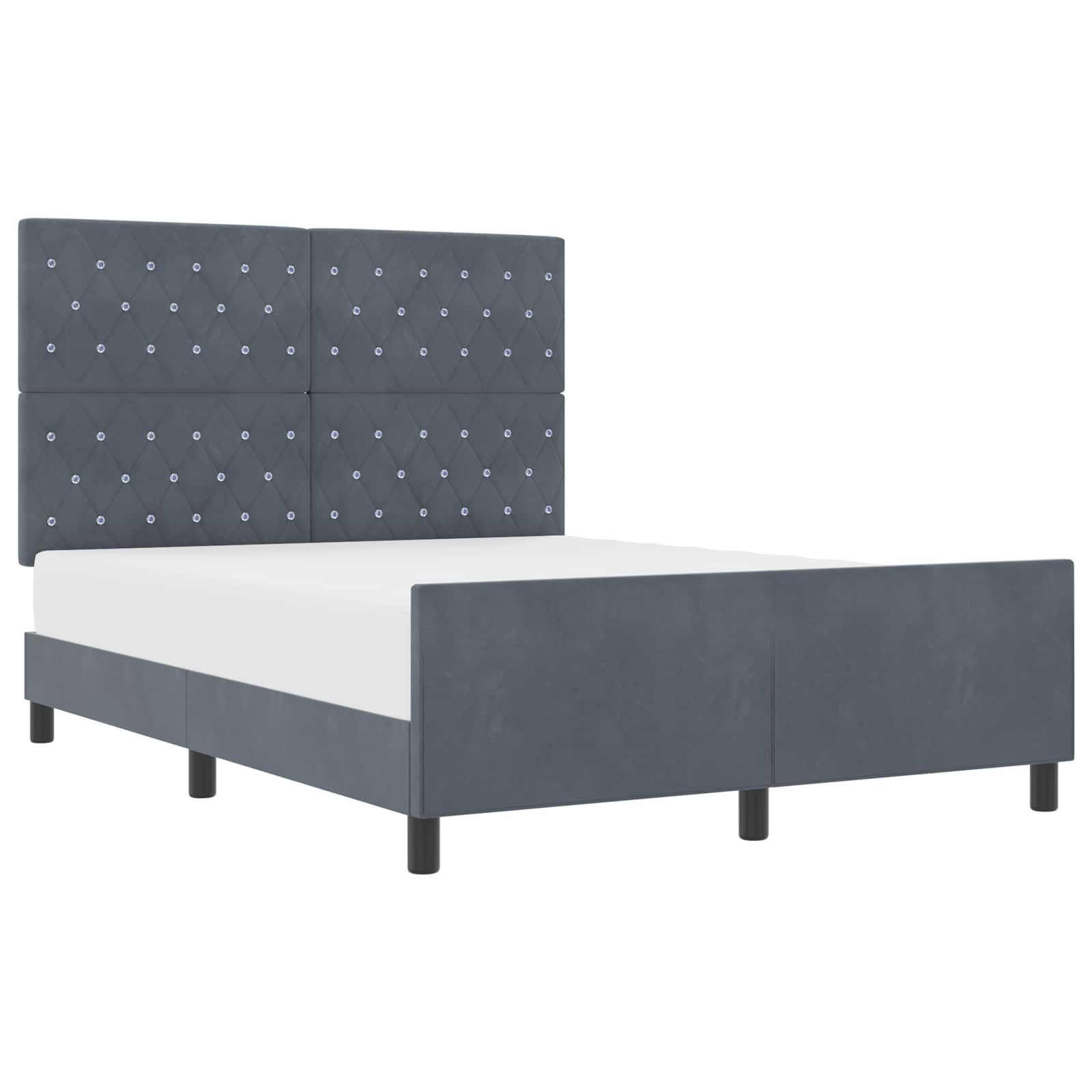 Boxspringbett mit Kopfteil Dunkelgrau 140 x 190 cm Samt